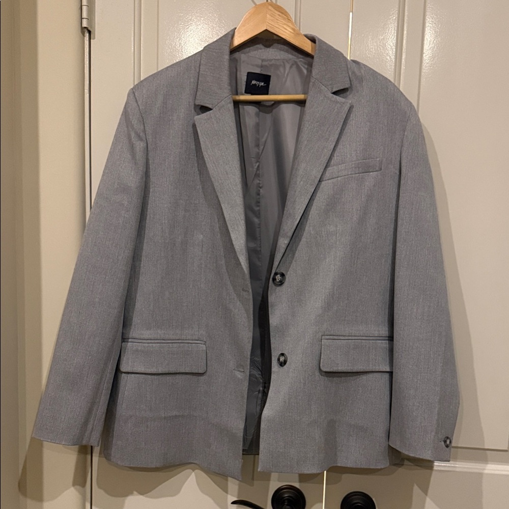 Oversized Premium Charcoal Textured Tailored Blazer